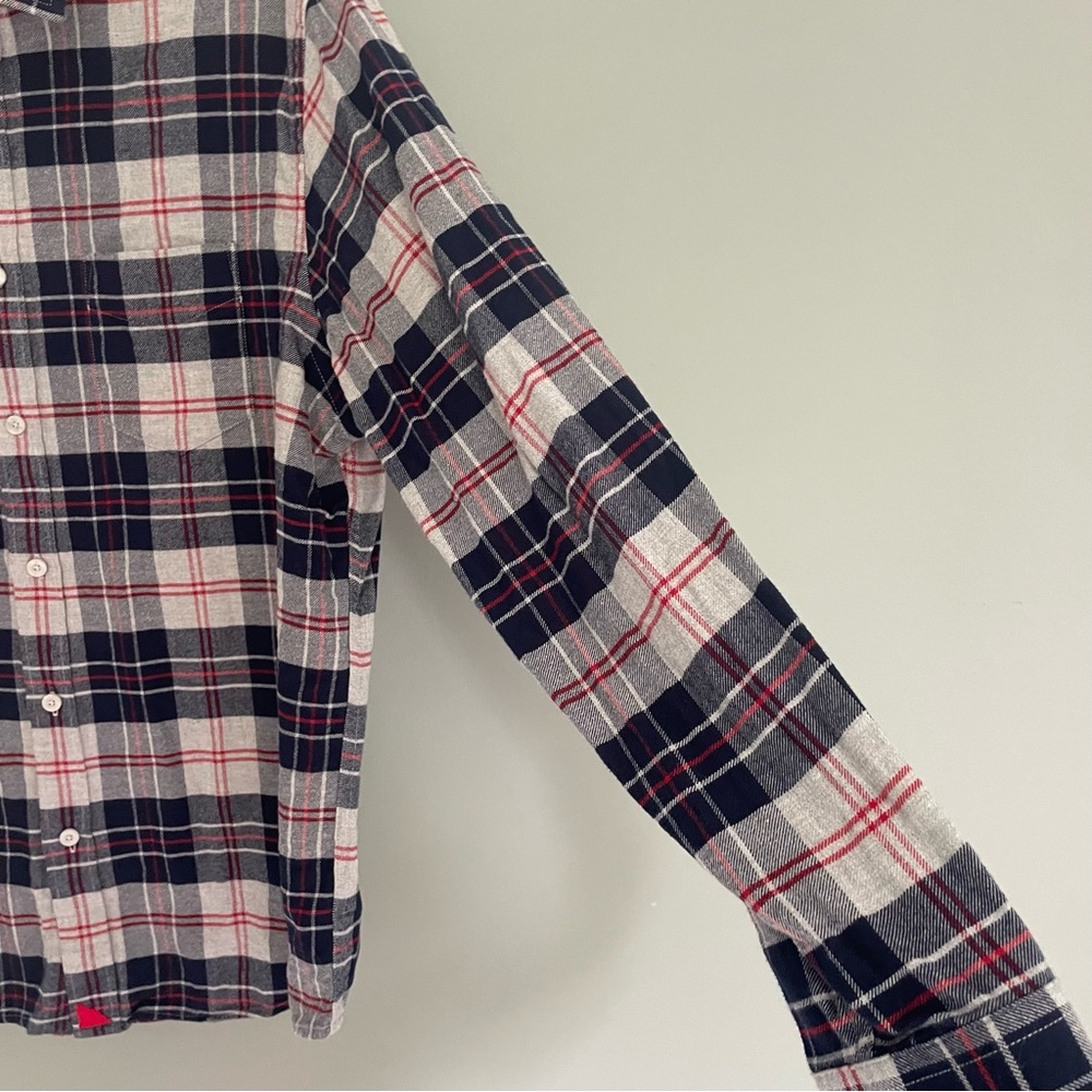 UNTUCKit "Campeneta" 100% Cotton Blue Red Gray Plaid Long Sleeve Flannel Shirt - Picture 7 of 12
